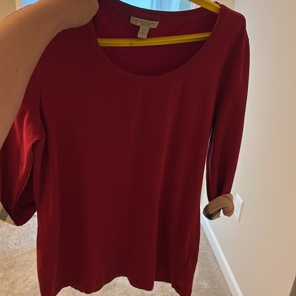 Burberry Red Top with Plaid Accents - Picture 4 of 5